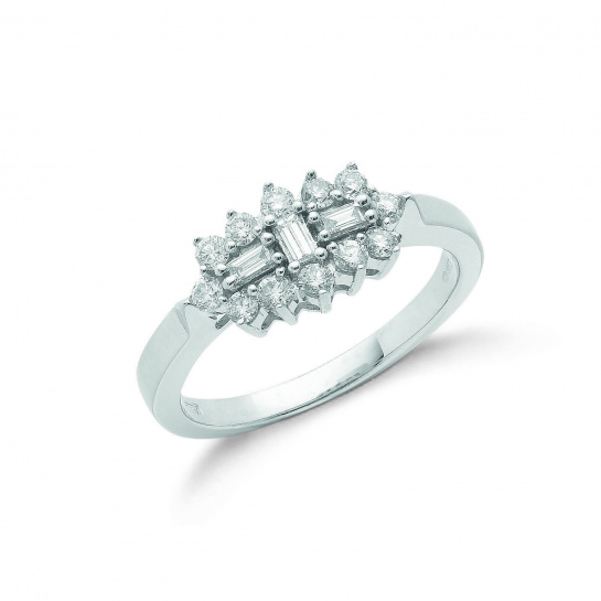 18ct White Gold D.0.50ctw Diamond Boat/Cluster Ring